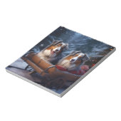 Australische herder sneeuwslee kerstdecor notitieblok (Gedraaid)