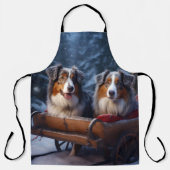 Australische herder sneeuwslee kerstdecor schort (Voorkant)
