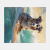 Australische herder strand surfen schilderij fleece deken (Voorkant (Horizontaal))