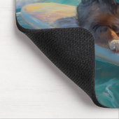 Australische herder strand surfen schilderij muismat (Hoek)