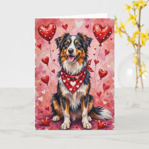 Australische Herder Valentijnsdag Hond met Hart Kaart