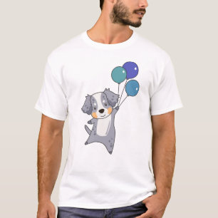 Australische herder vliegt met ballonnen t-shirt