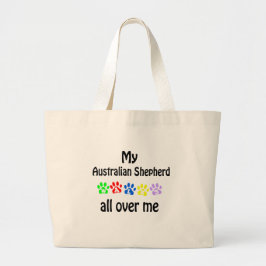 Australische herder wandelingen ontwerp grote tote bag