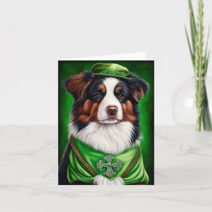 Australische herderhond in St. Patrick's Day-jurk Kaart