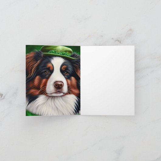 Australische herderhond in St. Patrick's Day-jurk Kaart (Binnen)