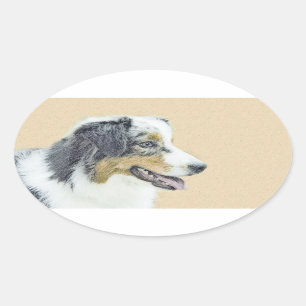 Australische herderschildering - Oorspronkelijke h Ovale Sticker