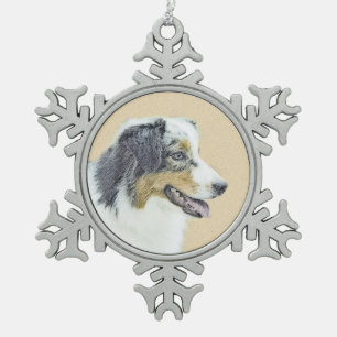 Australische herderschilderkunst - Oorspronkelijke Tin Sneeuwvlok Ornament
