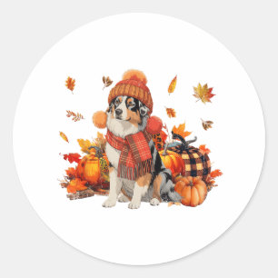 Australische Herdershond Herfst Sjaal Luipaard Pom Ronde Sticker