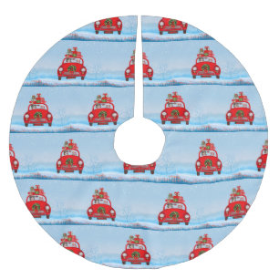 Australische herdershond in auto met kerstman kerstboom rok