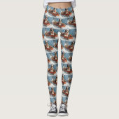 Australische herdershond in slee Kerstmis Leggings (Voorkant)