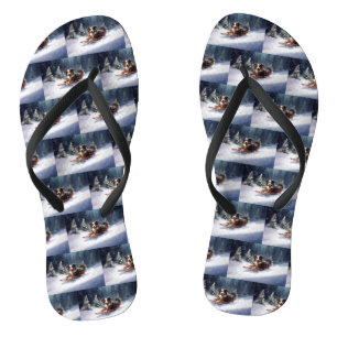 Australische Herdershond Kerst sneeuw winter Teenslippers