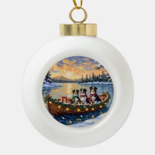 Australische Herdershond Kerstboot Vakantie Keramische Bal Ornament