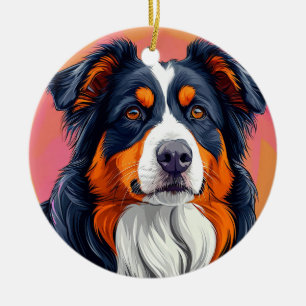 Australische Herdershond Portret Voor Huisdier Vak Keramisch Ornament