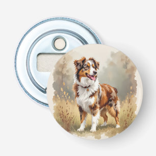 Australische Herdershond Rode Merle Aussie Button Flesopener