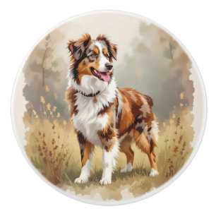 Australische Herdershond Rode Merle Aussie Keramische Knop