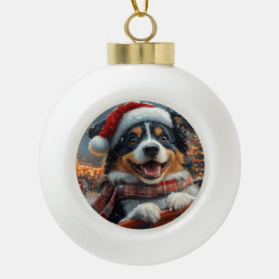Australische Herdershond Roller Coaster Kerstmis Keramische Bal Ornament