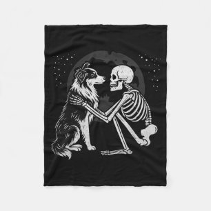 Australische Herdershond Skelet Maan Halloween Hon Fleece Deken