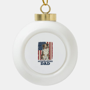 Australische Herdershond Vader Patriottisch Vintag Keramische Bal Ornament