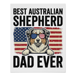 Australische Herdershond Vader Patriottisch Vintag Perfect Poster