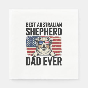 Australische Herdershond Vader Patriottisch Vintag Servet