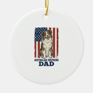 Australische Herdershond Vader Patriottische Vinta Keramisch Ornament