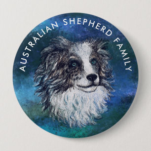 Australische herdertekening ronde button 4,0 cm