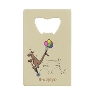 Australische humor kangaroo cartoon afbeelding kredietkaart flessenopener