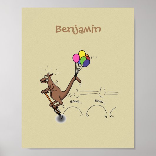Australische humor kangaroo cartoon afbeelding poster (Voorkant)