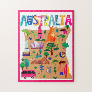 Australische Icoonplaatsen & Poster met Wilde Dier Legpuzzel