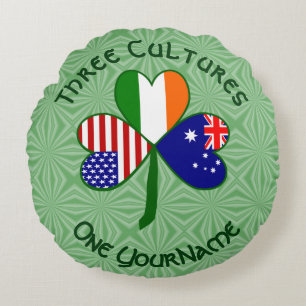 Australische Ierse Amerikaanse Shamrock Persoonlij Rond Kussen