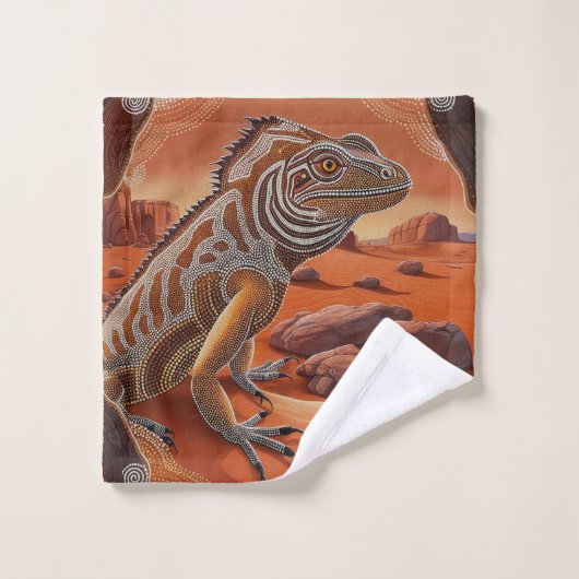 Australische Iguana Lizard Wildlife Scene Bad Handdoek (Wasdoekje)