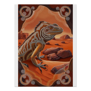 Australische Iguana Lizard Wildlife Scene Perfect Poster