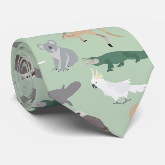 Australische inheemse dieren eucalyptus groen patr stropdas (Opgerold)