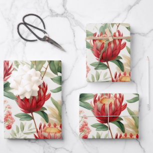 Australische inheemse Protea Bloem II Inpakpapier Vel