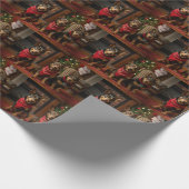 Australische Kelpie bij de open haard Kerstmis Cadeaupapier (Hoek)