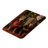 Australische Kelpie bij de open haard Kerstmis Magneet (Linkerzijde)