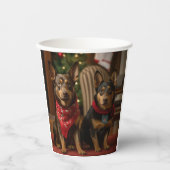 Australische Kelpie bij de open haard Kerstmis Papieren Bekers (Voorkant)