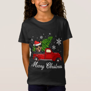 Australische Kelpie Dog Riding Red Truck Kerstmis T-shirt