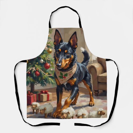 Australische Kelpie Herding Kerst Kunst Schort (Voorkant)