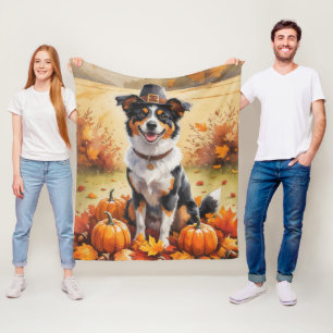 Australische Kelpie Herfstbladeren Thanksgiving Ku Fleece Deken