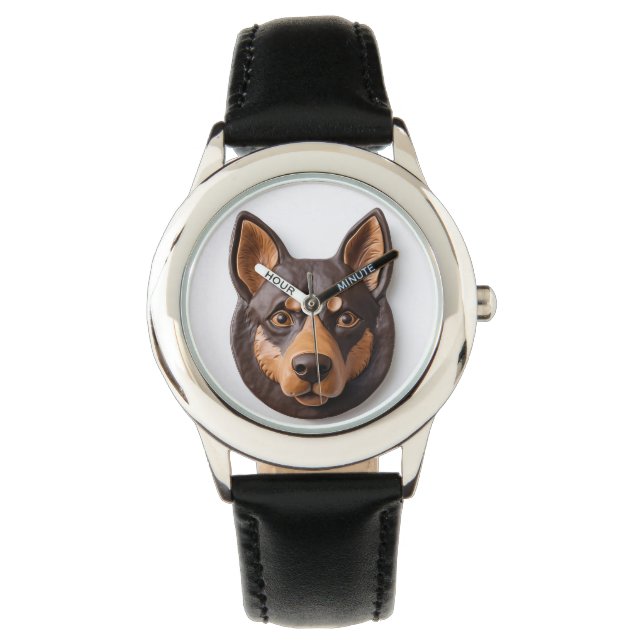 Australische Kelpie hond 3D geïnspireerd Horloge (Voorkant)