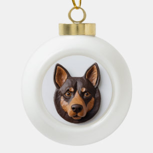Australische Kelpie hond 3D geïnspireerd Keramische Bal Ornament