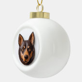 Australische Kelpie hond 3D geïnspireerd Keramische Bal Ornament (Rechts)