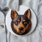 Australische Kelpie hond 3D geïnspireerd Ronde Button 6,0 Cm (In situ)
