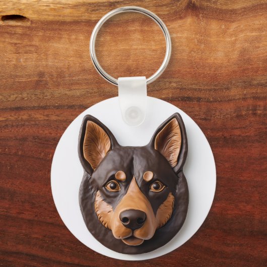 Australische Kelpie hond 3D geïnspireerd Sleutelhanger (Achterkant)