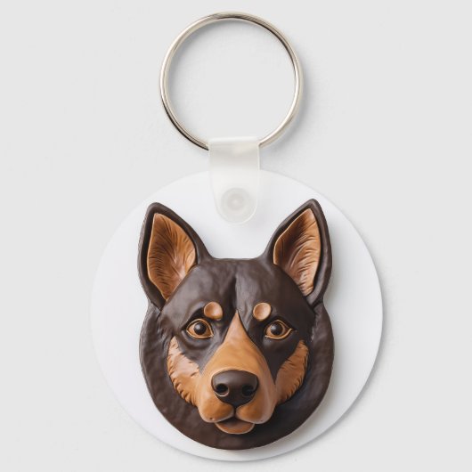 Australische Kelpie hond 3D geïnspireerd Sleutelhanger (Achterkant)