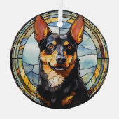 Australische Kelpie hond gekleurd Glas Ornament (Achterkant)