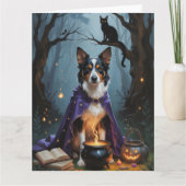 Australische Kelpie hond grillig Halloween schilde Kaart (Voorkant)