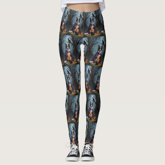 Australische Kelpie hond grillig Halloween schilde Leggings (Voorkant)