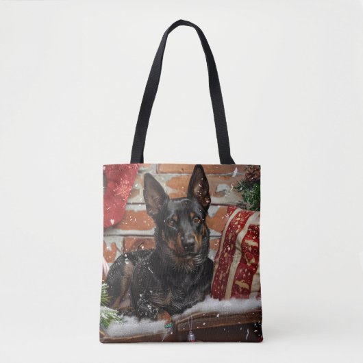 Australische Kelpie Hond Kerstfeest Draagtas (Voorkant)